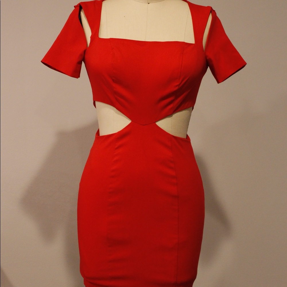 Red Cut out party dress